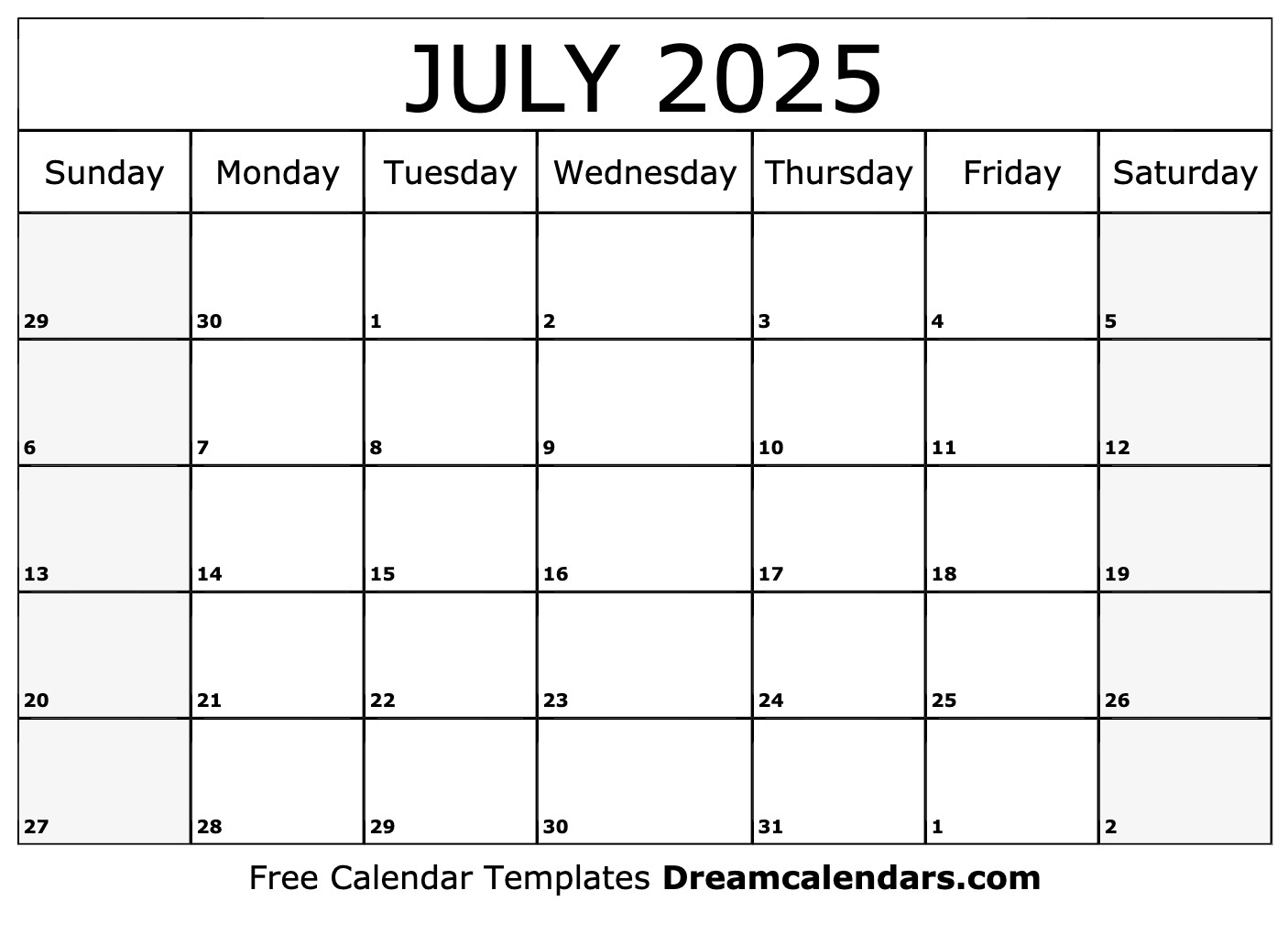 July 2025 Calendar - Free Printable With Holidays And Observances | July 13 2025 Calendar