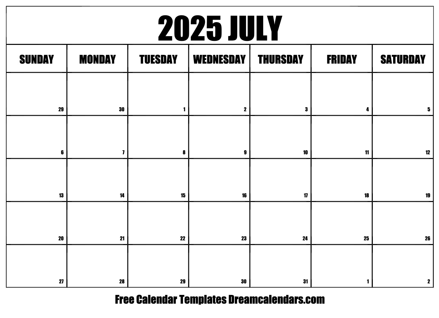 July 2025 Calendar - Free Printable With Holidays And Observances | July 18 2025 Calendar
