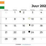 July 2025 Calendar India | July Calendar 2025 With Holidays