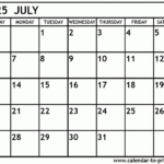 July 2025 Calendar Printable | July Calendar 2025 Printable