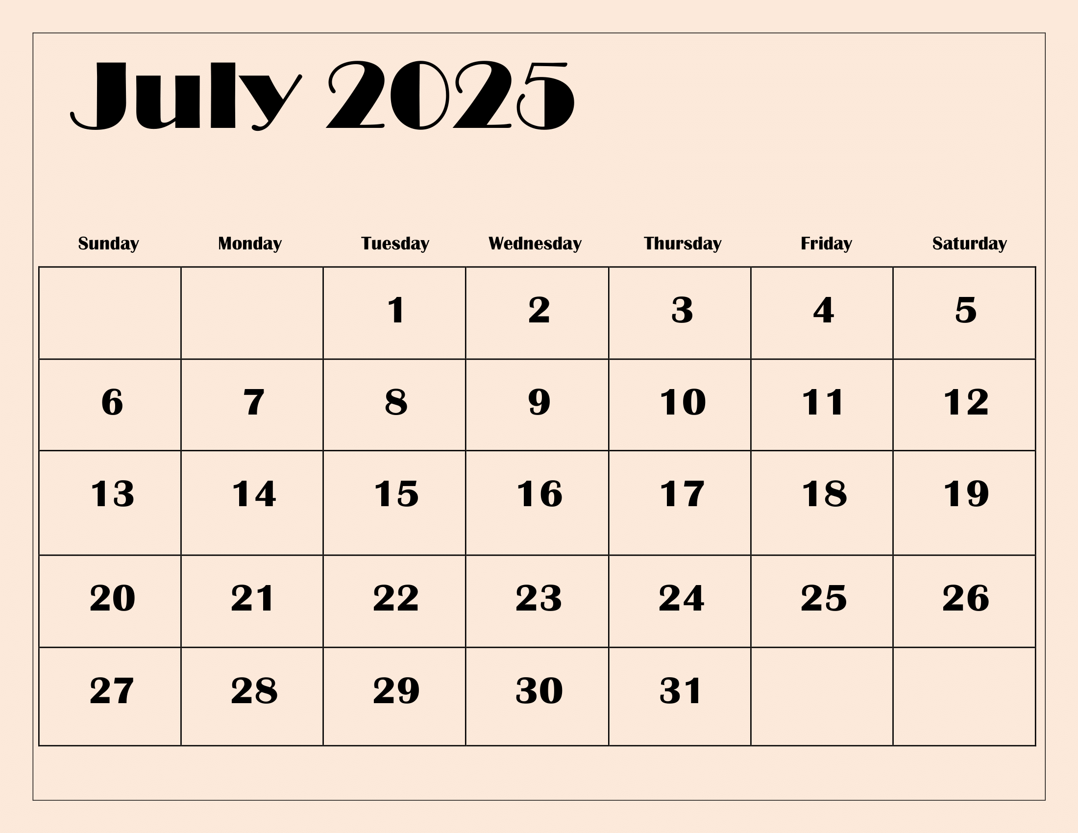 July 2025 Calendar Printable Pdf Template With Holidays | July 1 2025 Calendar