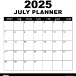July 2025 Calendar. Week Starts On Monday. Blank Calendar Template |  Calendar 2025