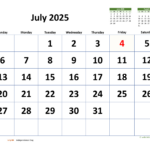 July 2025 Calendar With Extra Large Dates | Wikidates | July 13 2025 Calendar