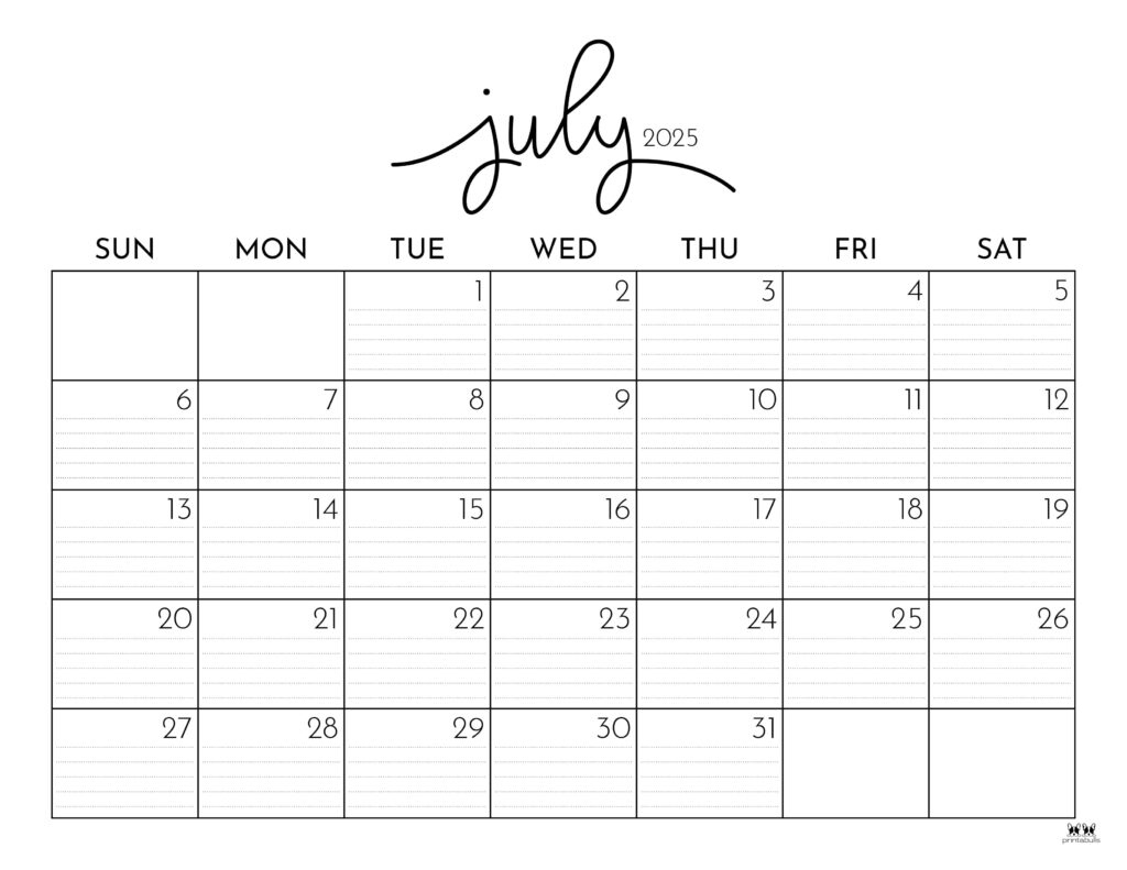 July 2025 Calendars - 107 Free Printables | Printabulls | Calendar 2025