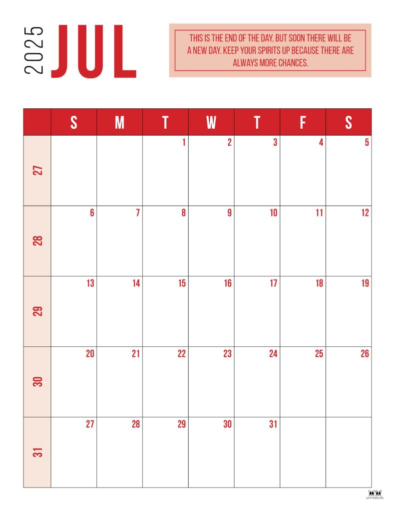 July 2025 Calendars - 107 Free Printables | Printabulls | Calendar 2025