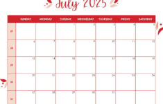 July 2025 Calendars – 107 Free Printables | Printabulls | Free Printable July 2025 Calendar with Holidays