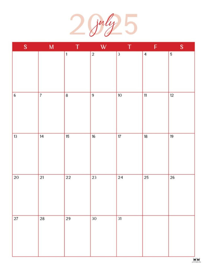 July 2025 Large Print Calendar | Calendar 2025