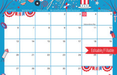 July 2025 Digital Calendar – Blue 4Th Of July Planner Editable |  Calendar 2025