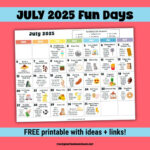July 2025 Fun Days Calendar (Color)   Rock Your Homeschool |  Calendar 2025