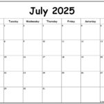 July 2025 Monday Calendar | Monday To Sunday | July Calendar 2025 Monday To Sunday