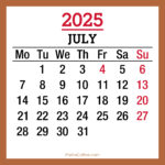 July 2025 Monthly Calendar With Holidays, Printable Free, Beige | July Calendar 2025 Holidays