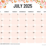 July 2025 Printable Calendar (52 Free Pdf Printables) | July 2025 Calendar Printable Monday Start