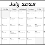 July 2025 With Holidays Calendar | National Day Calendar July 2025