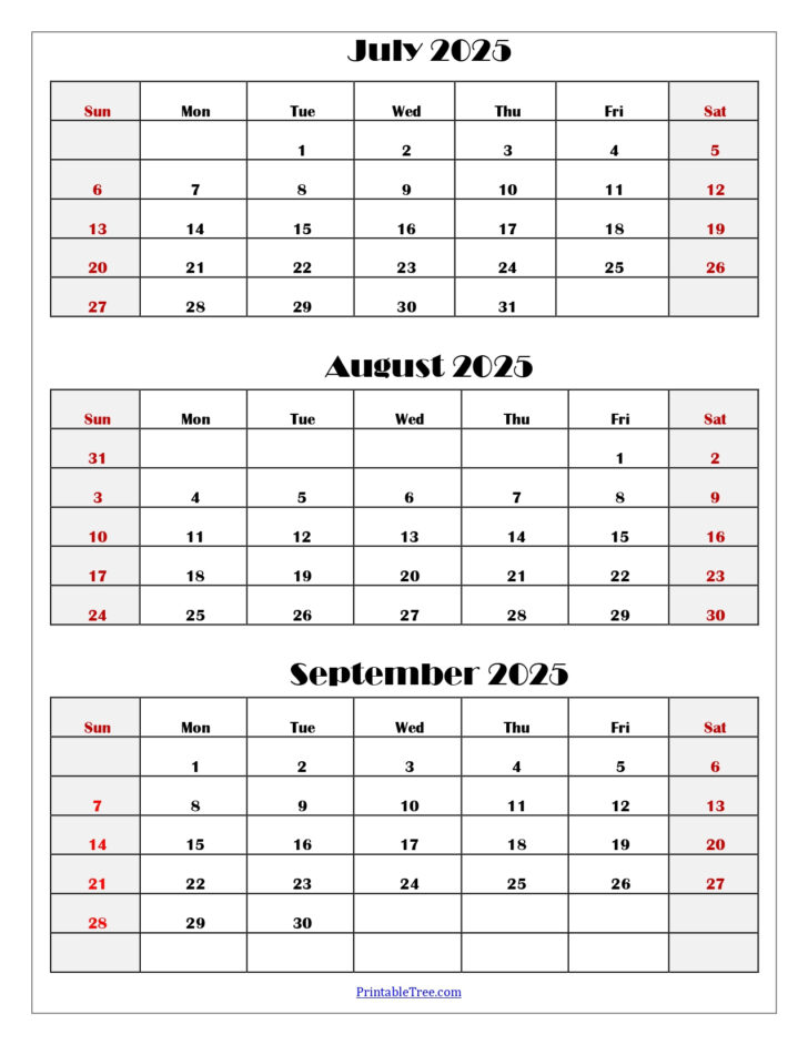 July August September 2025 Calendar Printable | Calendar 2025