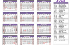 Printable Calendar 2025 One Page With Holidays (Single Page) 2025 | Free Printable Julian Calendar 2025