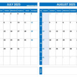 Printable July And August 2025 Calendar   Free Pdf & Jpg Downloads |  Calendar 2025
