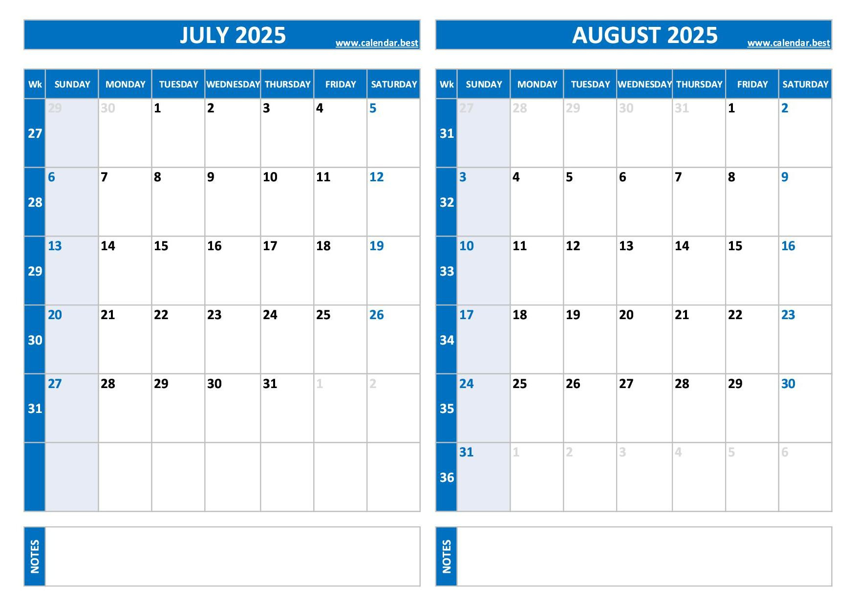 Printable July And August 2025 Calendar - Free Pdf &amp;amp; Jpg Downloads | Calendar 2025
