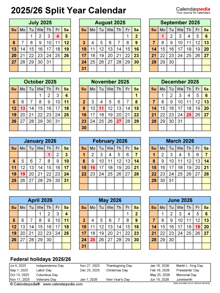 Desk Calendar July 2025 to June 2026 | Calendar 2025