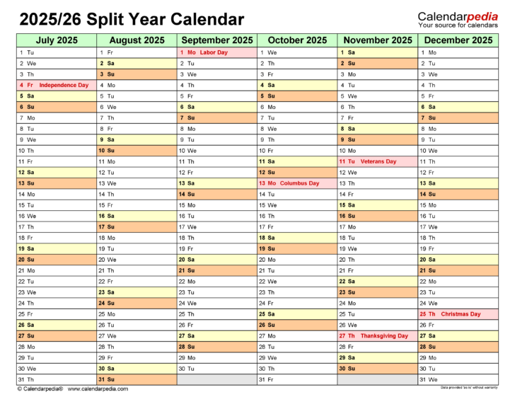 July 2025 to June 2026 School Calendar | Calendar 2025