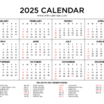 Year 2025 Calendar Printable With Holidays   Wiki Calendar |  Calendar 2025