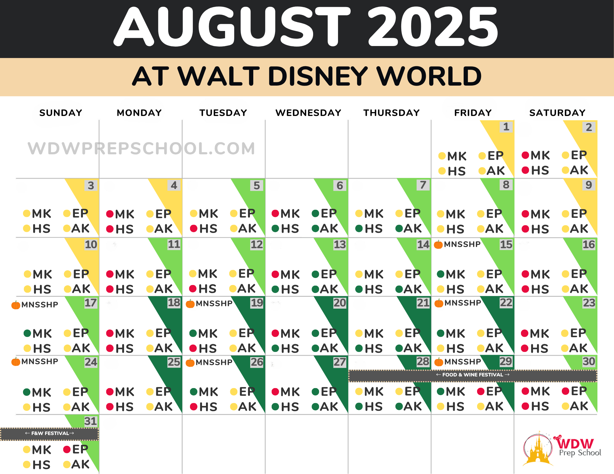 2025 &amp;amp; 2026 Disney World Crowd Calendar (Best Times To Go) | Disney World August 2025 Crowd Calendar