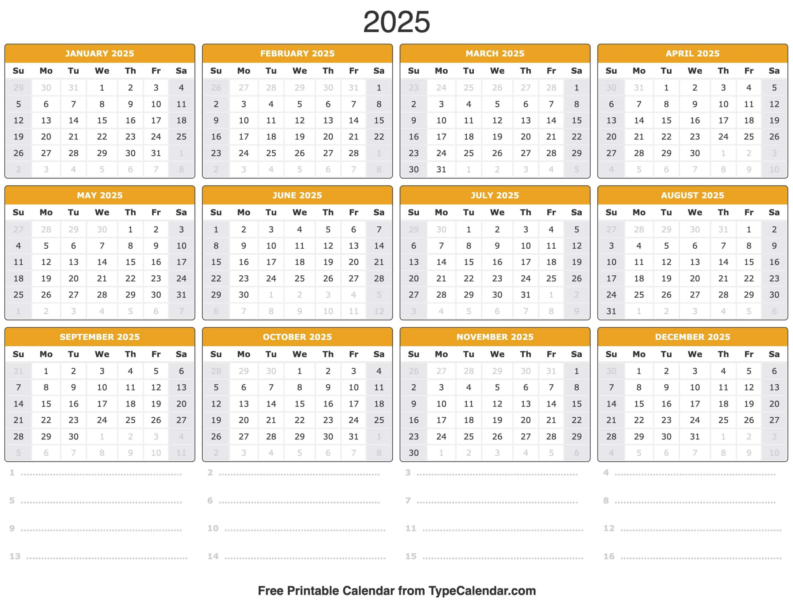 2025 Calendar - Printable Calendar 2025 With Holidays | August 2025 Calendar Typecalendar