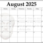 24+ August 2025 Quote Calendars | Blank Calendar Pages August 2025