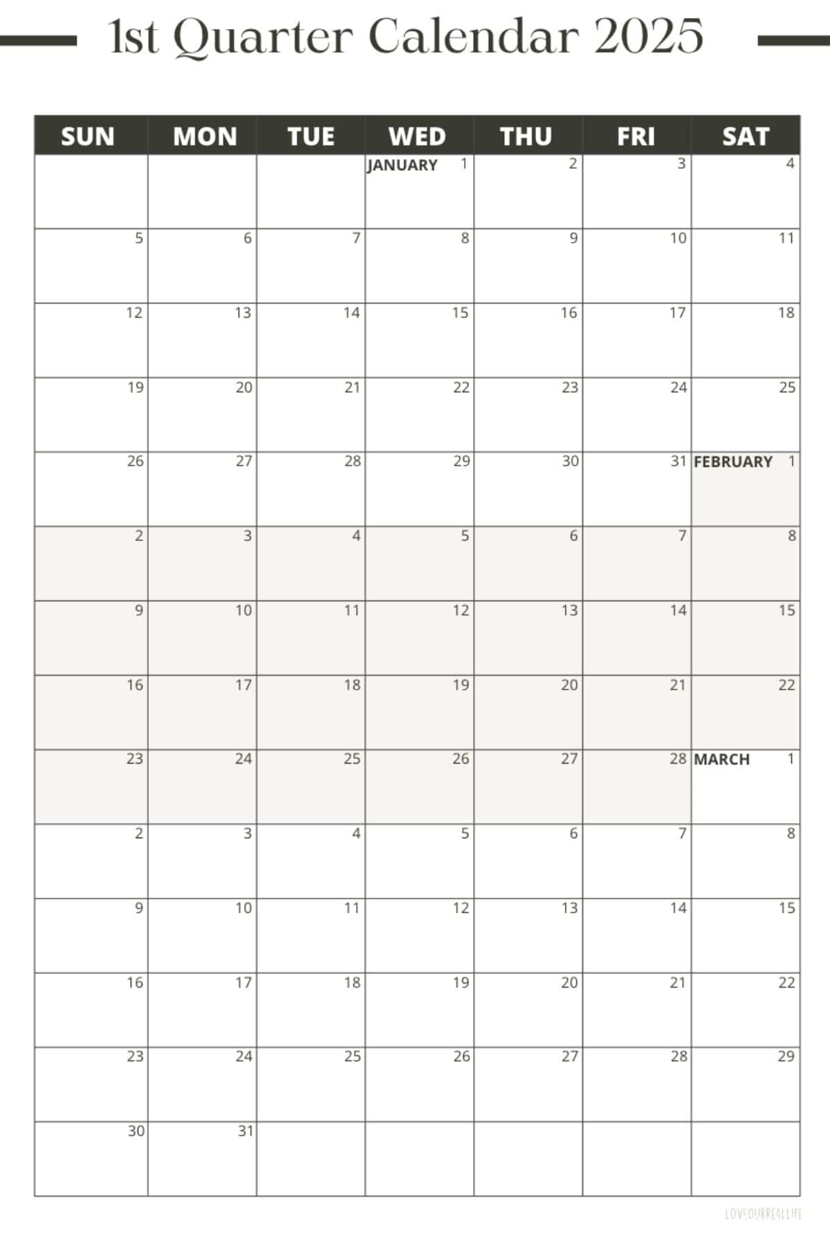 3 Month Calendar Printables: 2025 And 2026! ⋆ Love Our Real Life | 3 Month Calendar August September October 2025