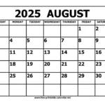 August 2025 Calendar | August 4 2025 Calendar