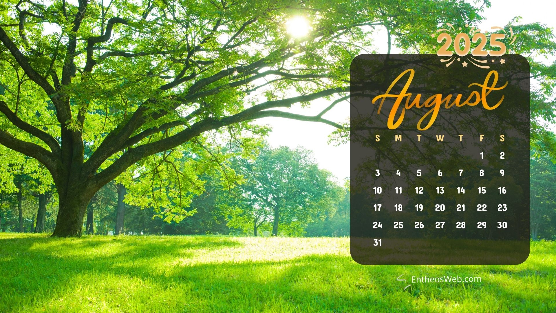 August 2025 Calendar Desktop Wallpapers &amp;amp; Screensavers | Entheosweb | August 2025 Calendar Desktop Background