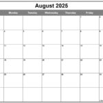 August 2025 Calendar | Free Printable Calendars | August 2025 To August 2026 Calendar Organizer