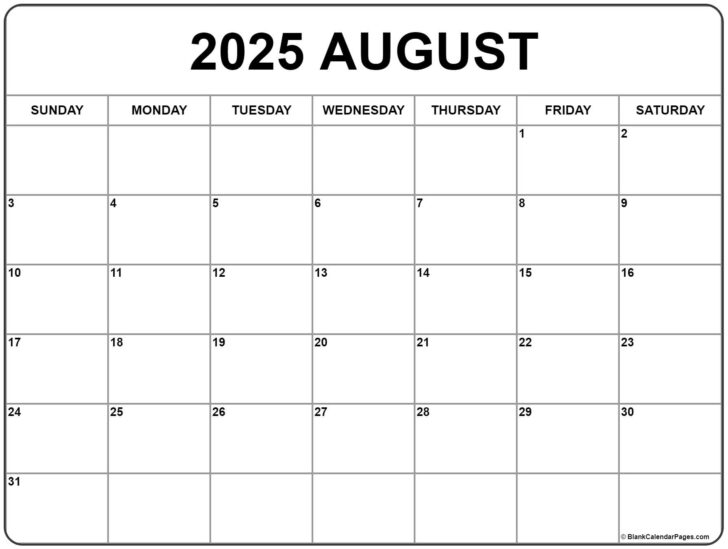 2025 Printable Calendar August | Calendar 2025