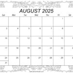 August 2025 Calendar (Free Printable) – Free Printables, Monograms | August 2025 Coloring Calendar