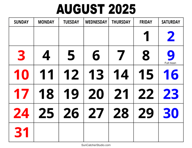 Calendar Page For August 2025 | Calendar 2025