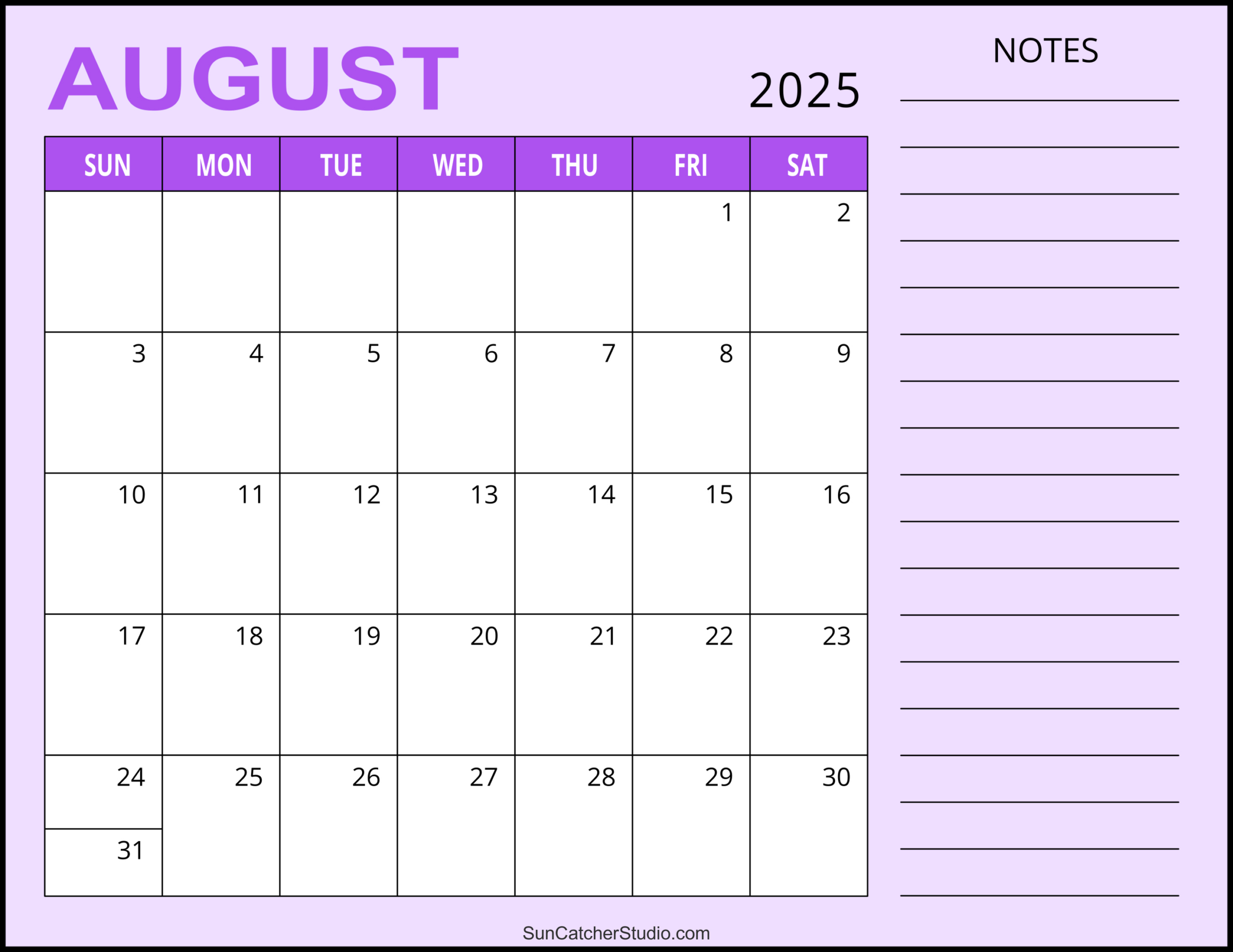 August 2025 Calendar (Free Printable) – Free Printables, Monograms | Calendar 2025