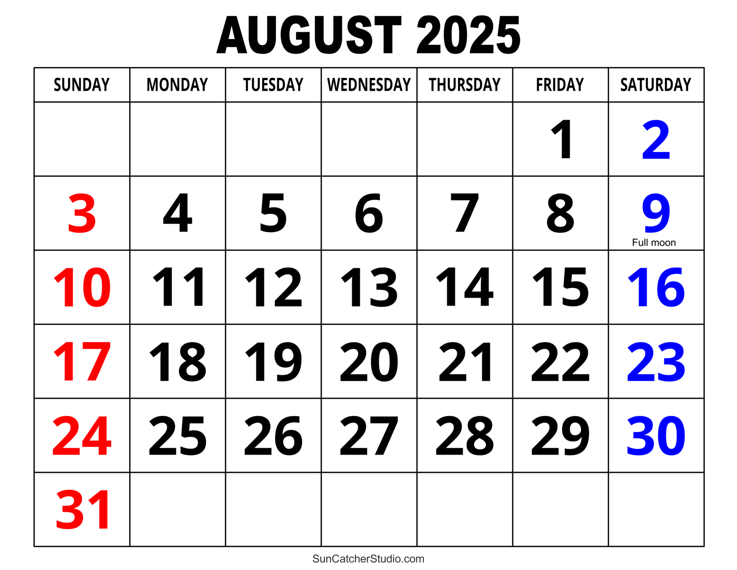 August 2025 Calendar (Free Printable) – Free Printables, Monograms | Free Printable Calendar August 2025 Word