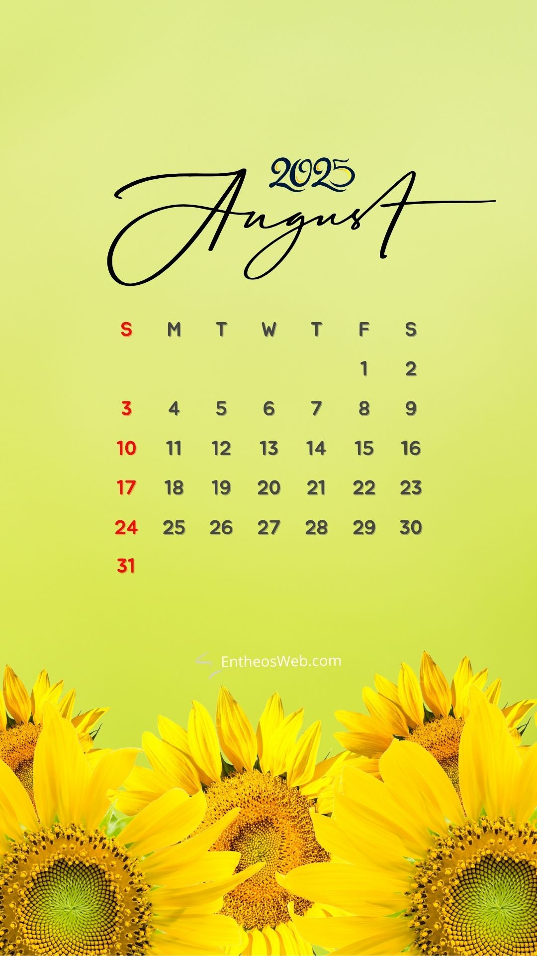 August 2025 Calendar Phone Wallpapers | Entheosweb | August 2025 Wallpaper Calendar