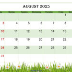 August 2025 Calendar Printable Pdf Template With Holidays | August 2025 Calendar Printable Landscape