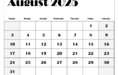 August 2025 Calendar Printable Pdf Template With Holidays |  Calendar 2025