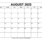 August 2025 Calendar   Printable Templates & More | Show Me The Calendar Of August 2025