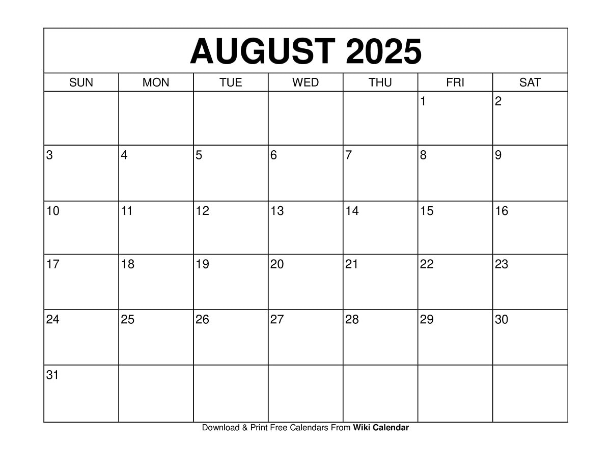 August 2025 Calendar - Printable Templates &amp;amp; More | Show Me The Calendar Of August 2025