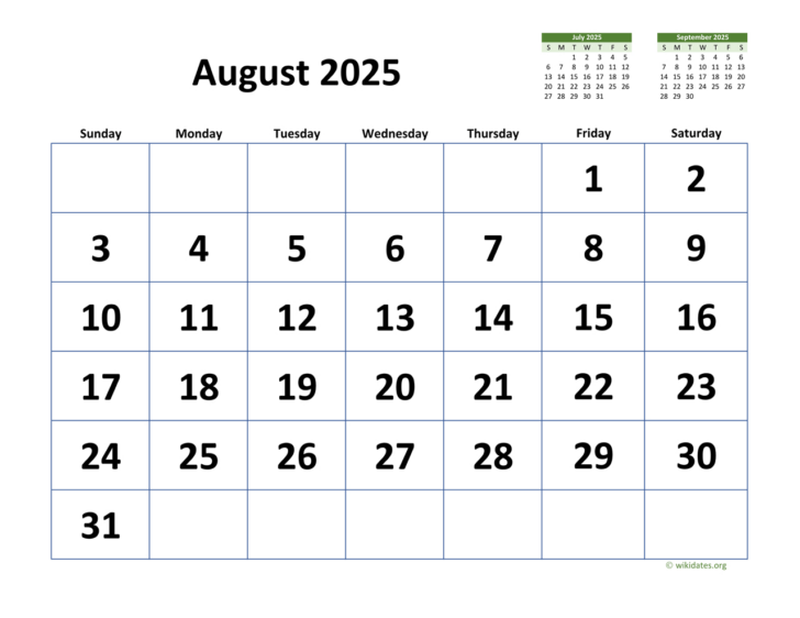 August 25 2025 Calendar | Calendar 2025