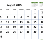 August 2025 Calendar With Extra Large Dates | Wikidates | August 8 2025 Calendar