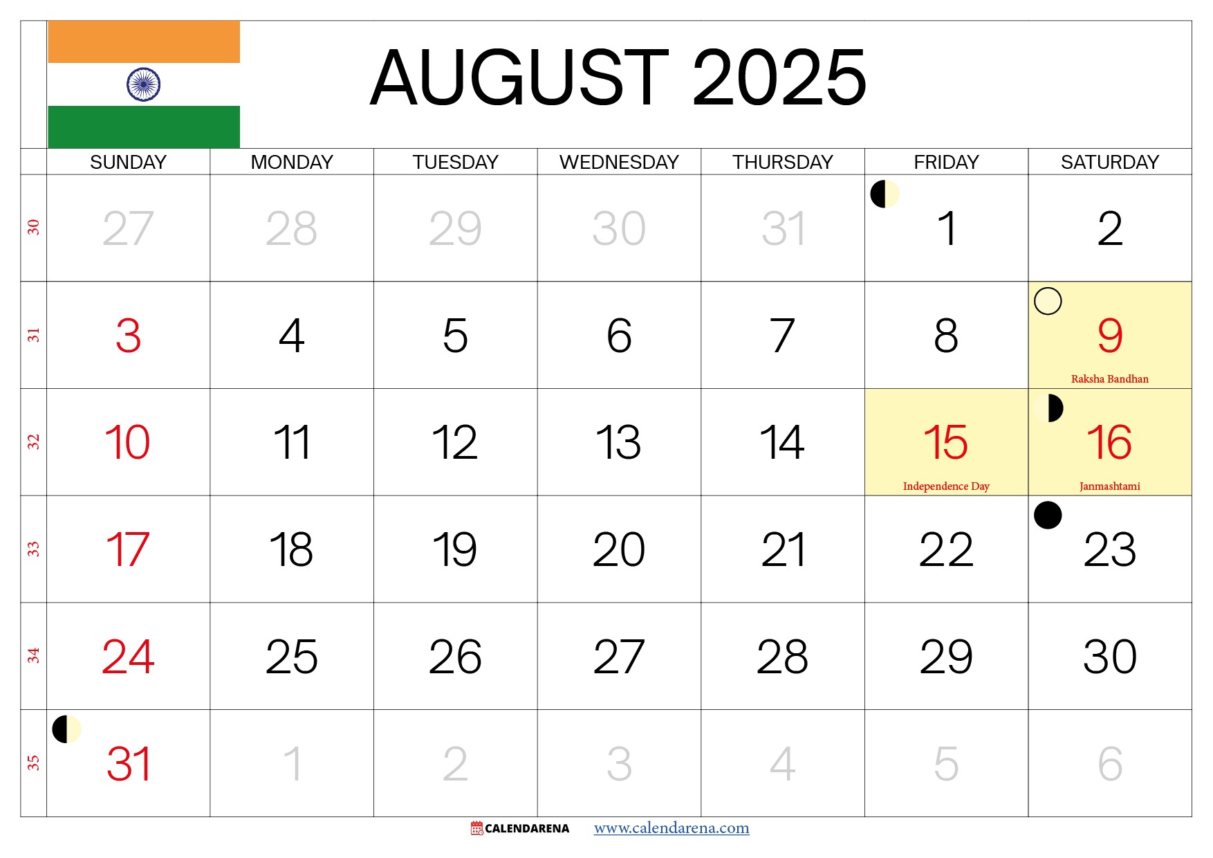 August 2025 Calendar With Holidays India | August 2025 Calendar Tamil