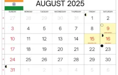 August 2025 Calendar With Holidays India | Tamil Calendar August 2025