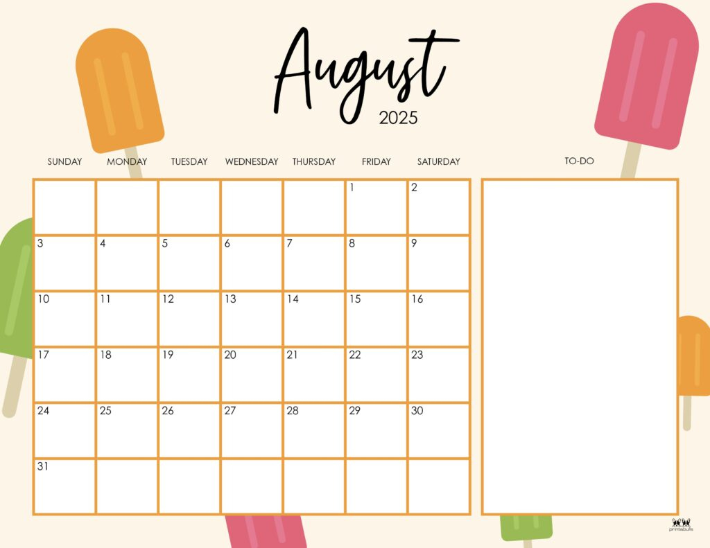 August 2025 Calendars - 107 Free Printables | Printabulls | August 2025 Calendar Printable Cute