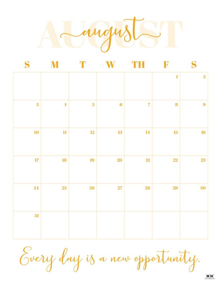 August 2025 Calendar Printable Portrait | Calendar 2025