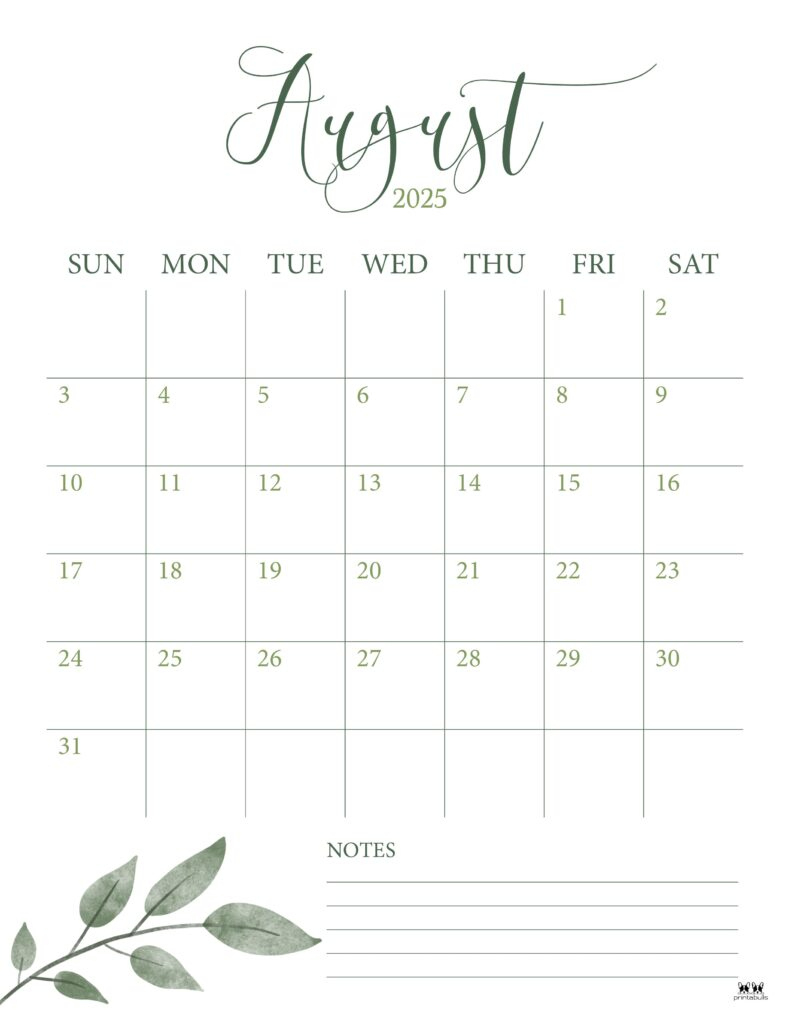 August 2025 Calendars - 107 Free Printables | Printabulls | Show Me The Calendar Of August 2025