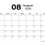 August 2025 Calendars   Free Printable & Fillable | August 2025 Calendar Editable Word