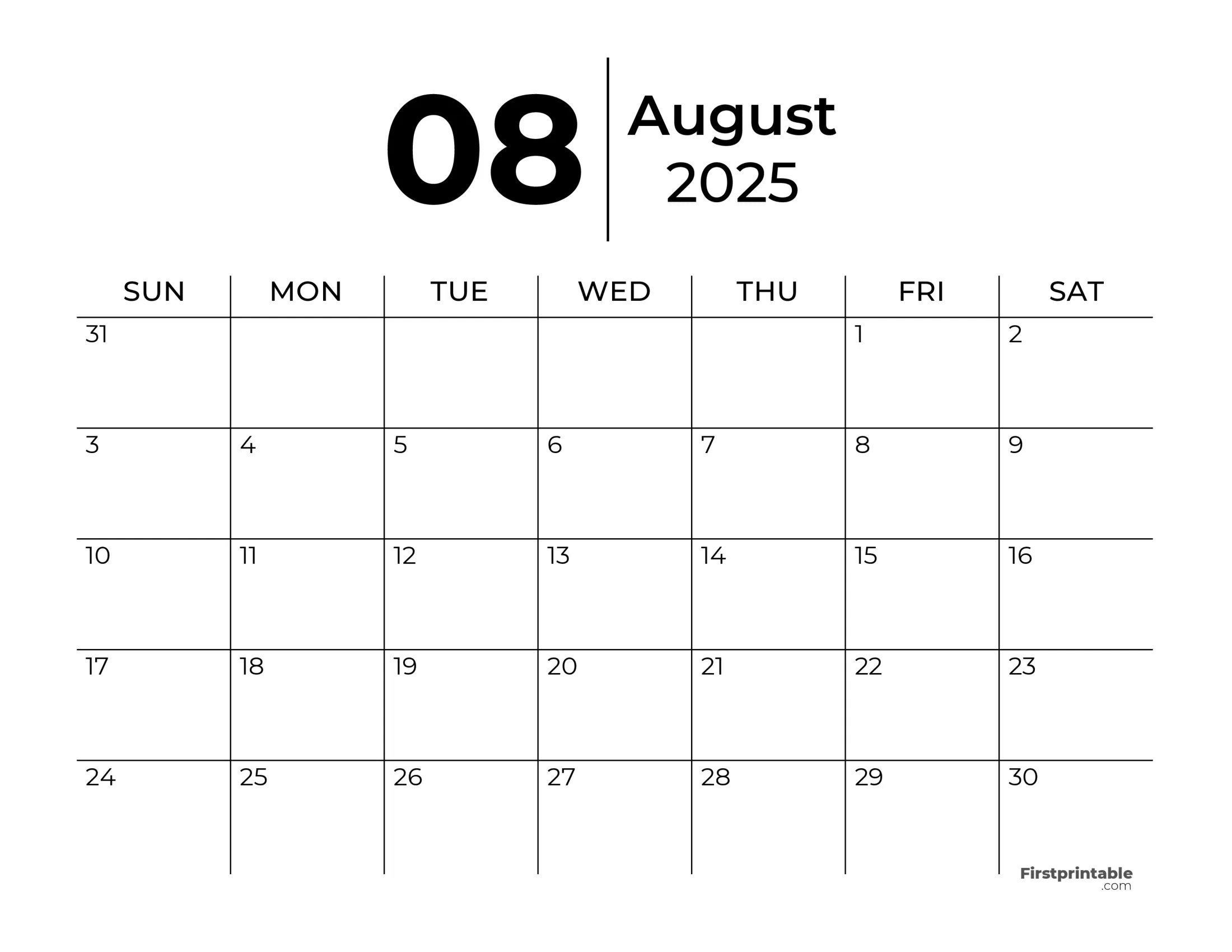 August 2025 Calendars - Free Printable &amp;amp; Fillable | August 2025 Calendar Editable Word